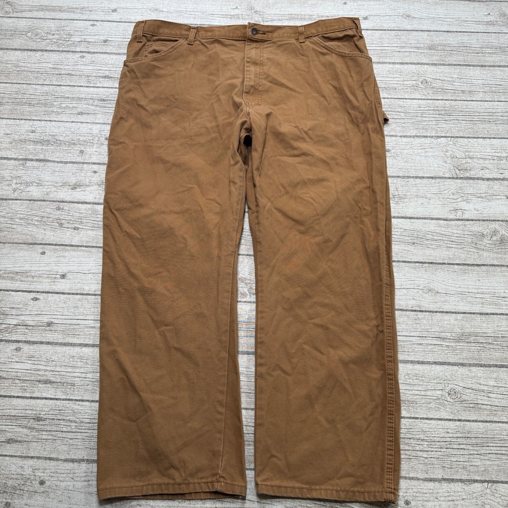 Dickies Carpenter Pants Men's 44x30 Brown Relaxed Fit Canvas Workwear Utility